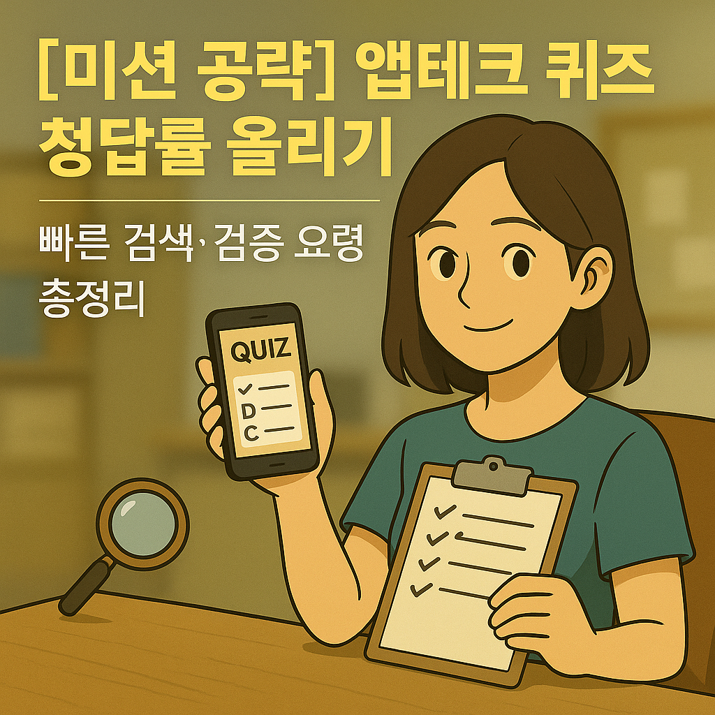 [미션 공략] 앱테크 퀴즈형 정답률 올리기 ｜ 빠른 검색·검증 요령 총정리