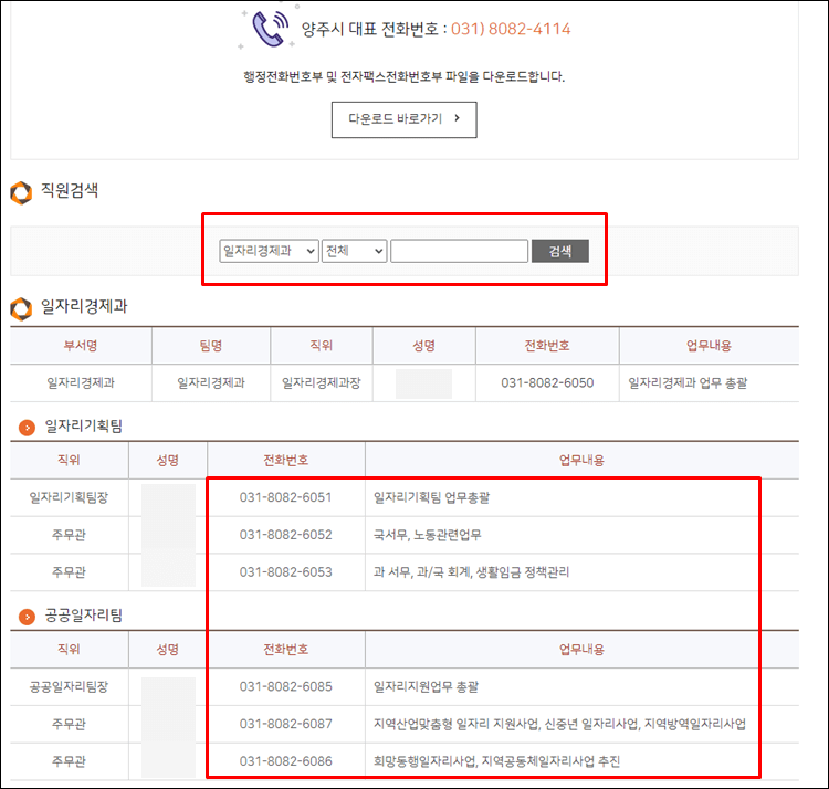 양주시청-대표번호