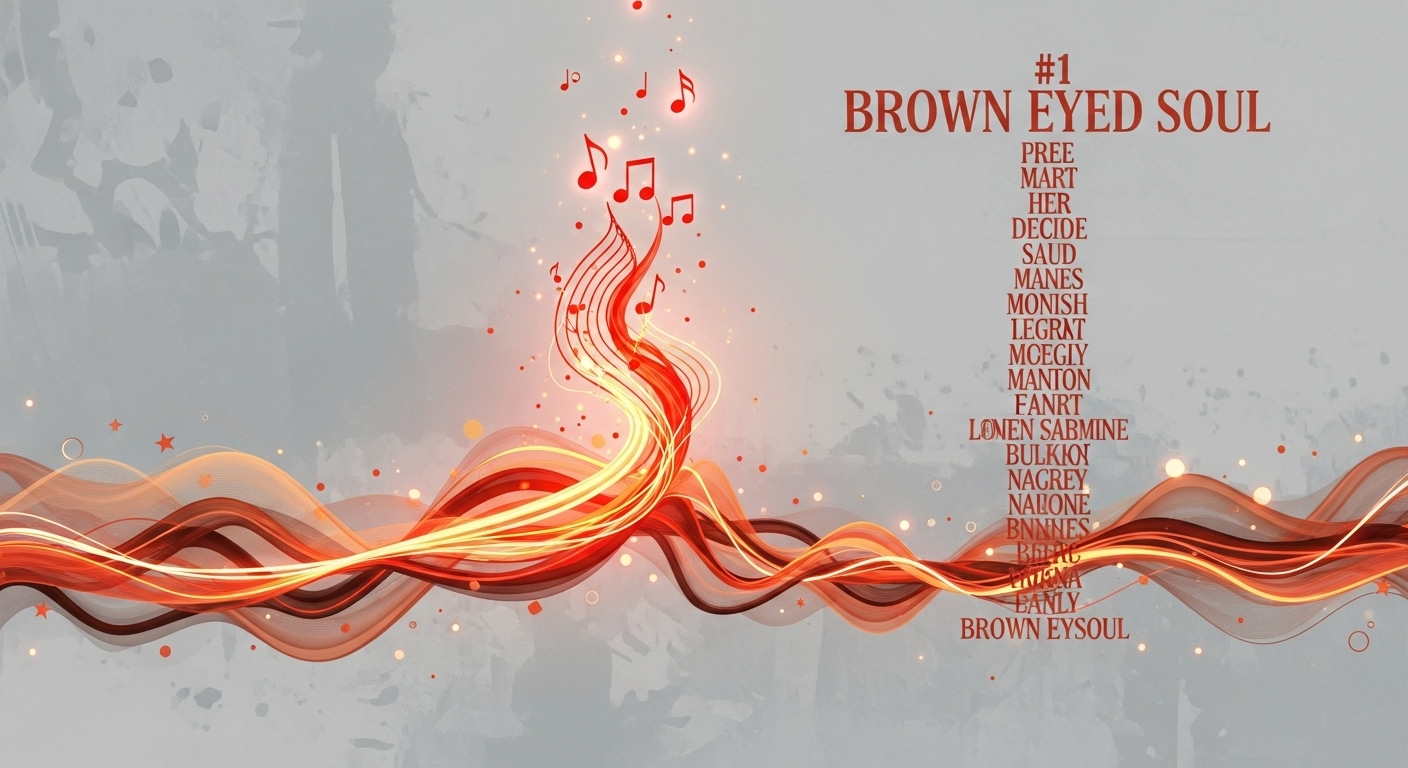 음원 차트 상위권을 석권한 브라운아이드소울의 앨범과 빛나는 음표들, 음악적 성공을 상징하는 이미지.