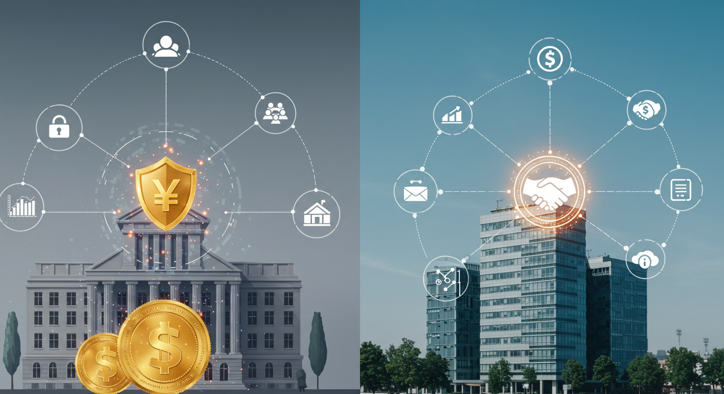 "정책 차이: 정부 주도 vs 민간 자율"에 대한 이미지입니다.