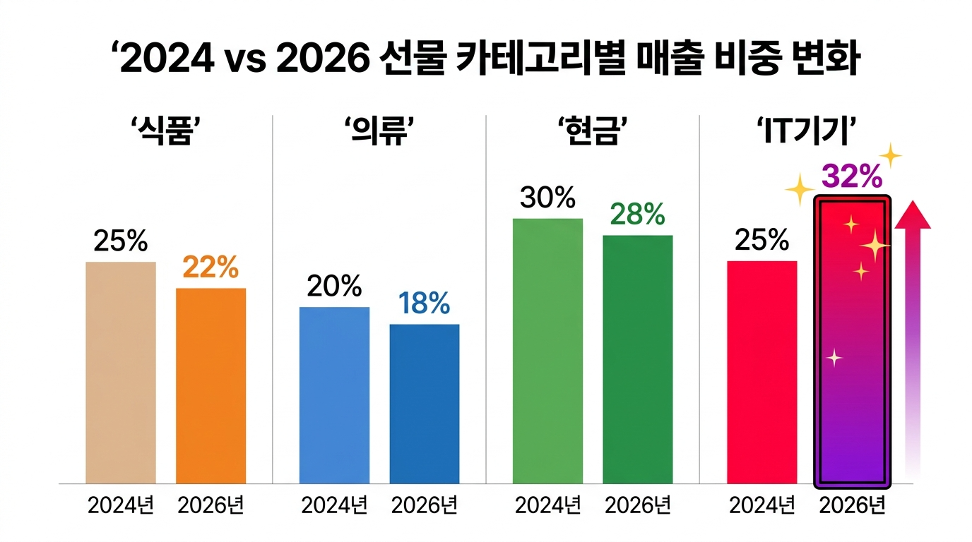 2024 vs 2026 선물 카테고리별 매출 비중 변화