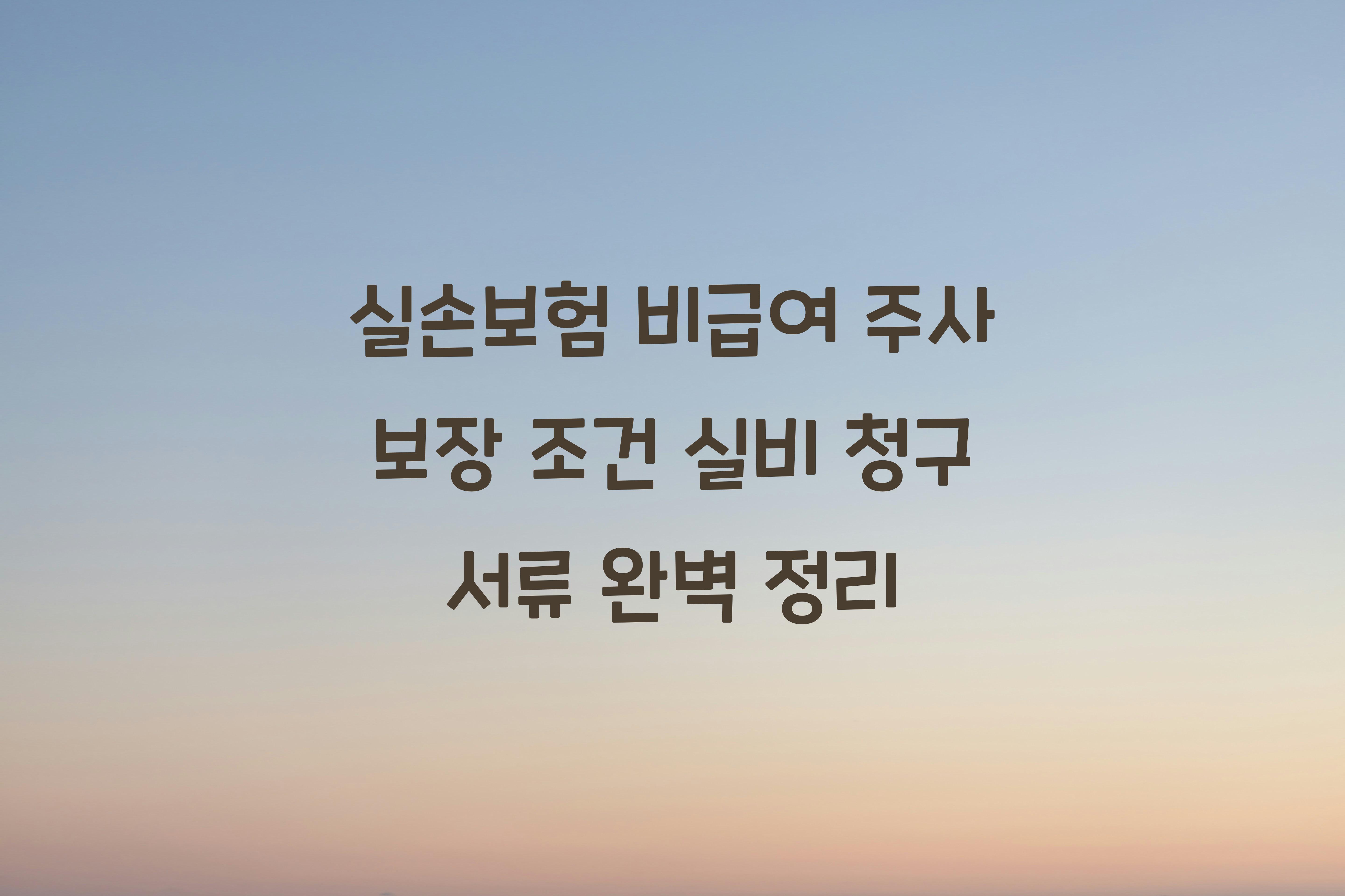 실손보험 비급여 주사