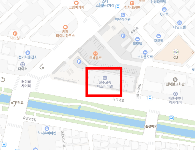 전주고속버스터미널 위치-지도