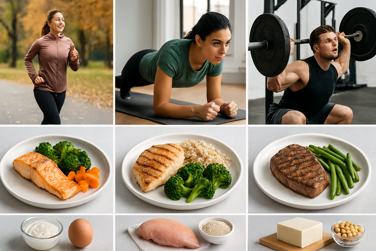 운동 강도에 따른 식단 구성 예시 이미지