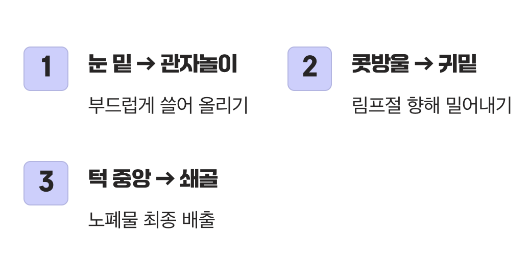 응급처치 2: 림프절을 향해 부드럽게 밀어내기