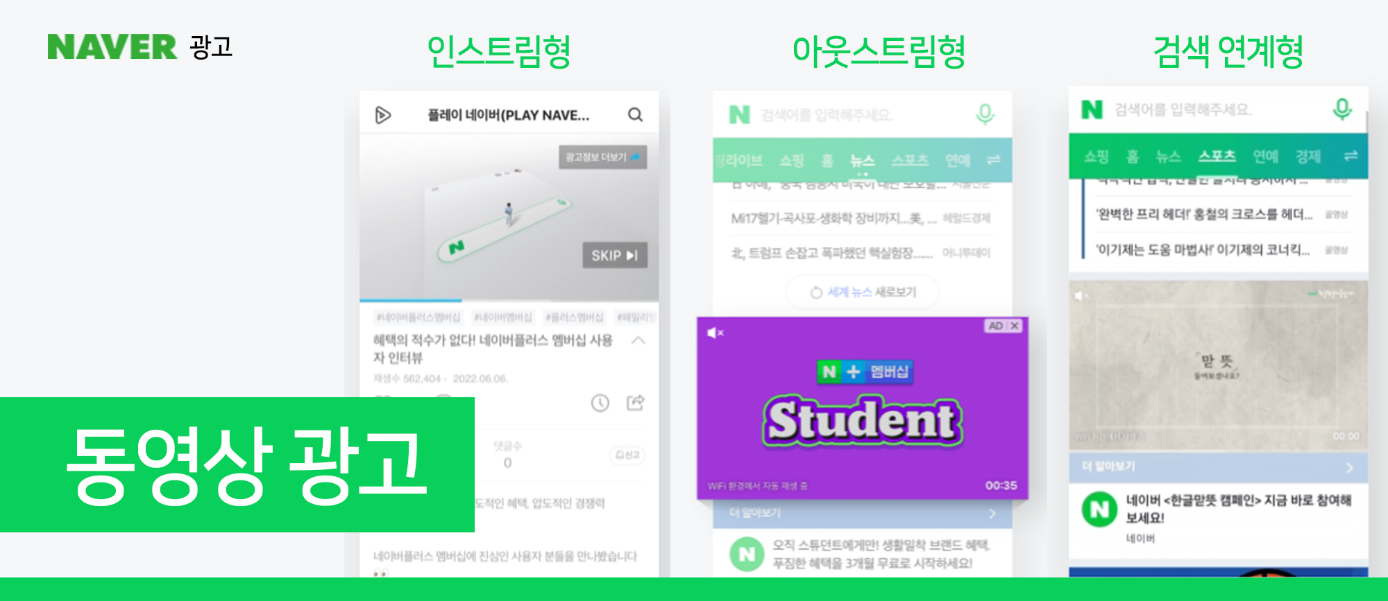 네이버 영상광고, 인스트림, 아웃스트림형