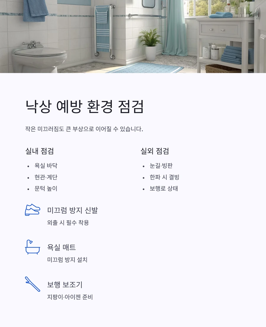 욕실과 외출 시 낙상 예방 환경 점검 방법