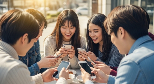 한국인들이 배달앱으로 주문하는 모습