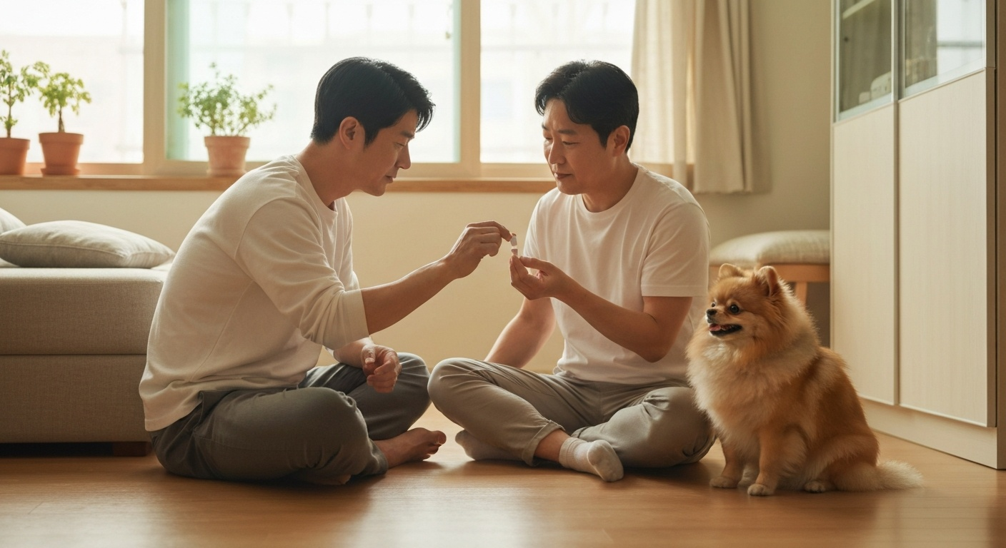 강아지 유산균 급여 장면