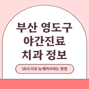 부산 영도구 야간진료 치과 병원 (18시 이후 늦게까지하는 병원)