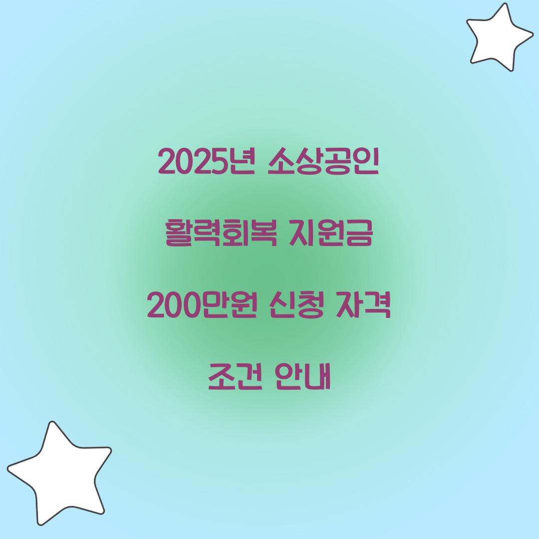 2025년 소상공인 활력회복 지원금 200만원