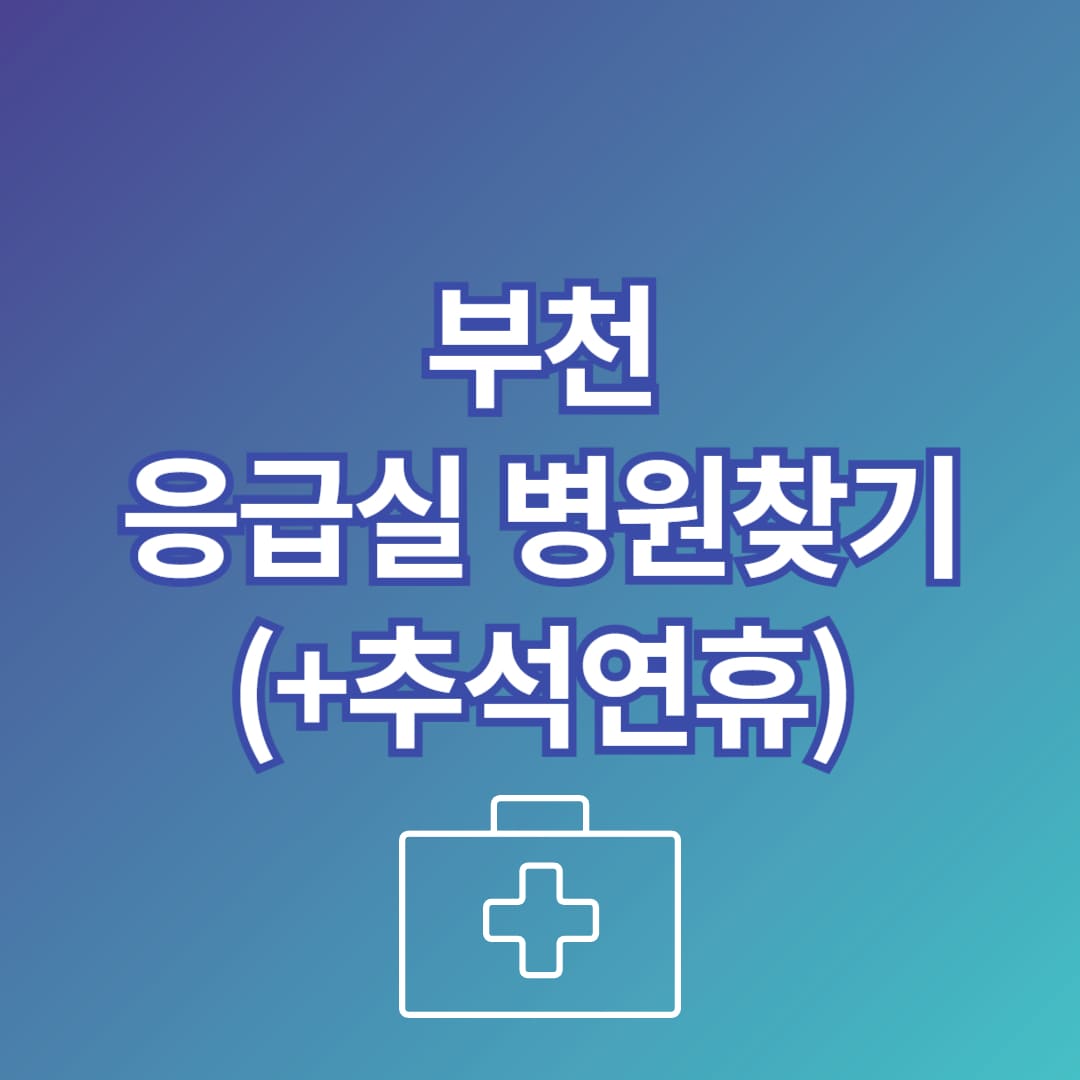 부천시 추석에 문 여는 병원 찾는법 안내