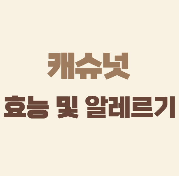 캐슈넛의 효능 및 알레르기 대처법