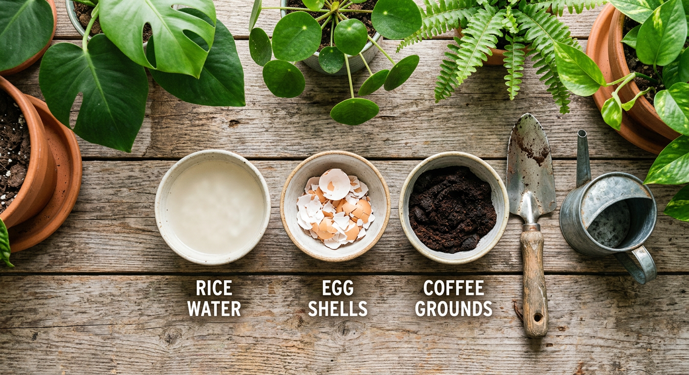쌀뜨물 계란껍질 커피찌꺼기를 활용한 천연 식물 비료 만들기