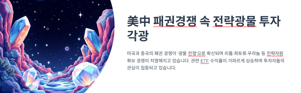 美中 패권경쟁 속 전략광물 투자 각광… ETF 수익률 '쑥'