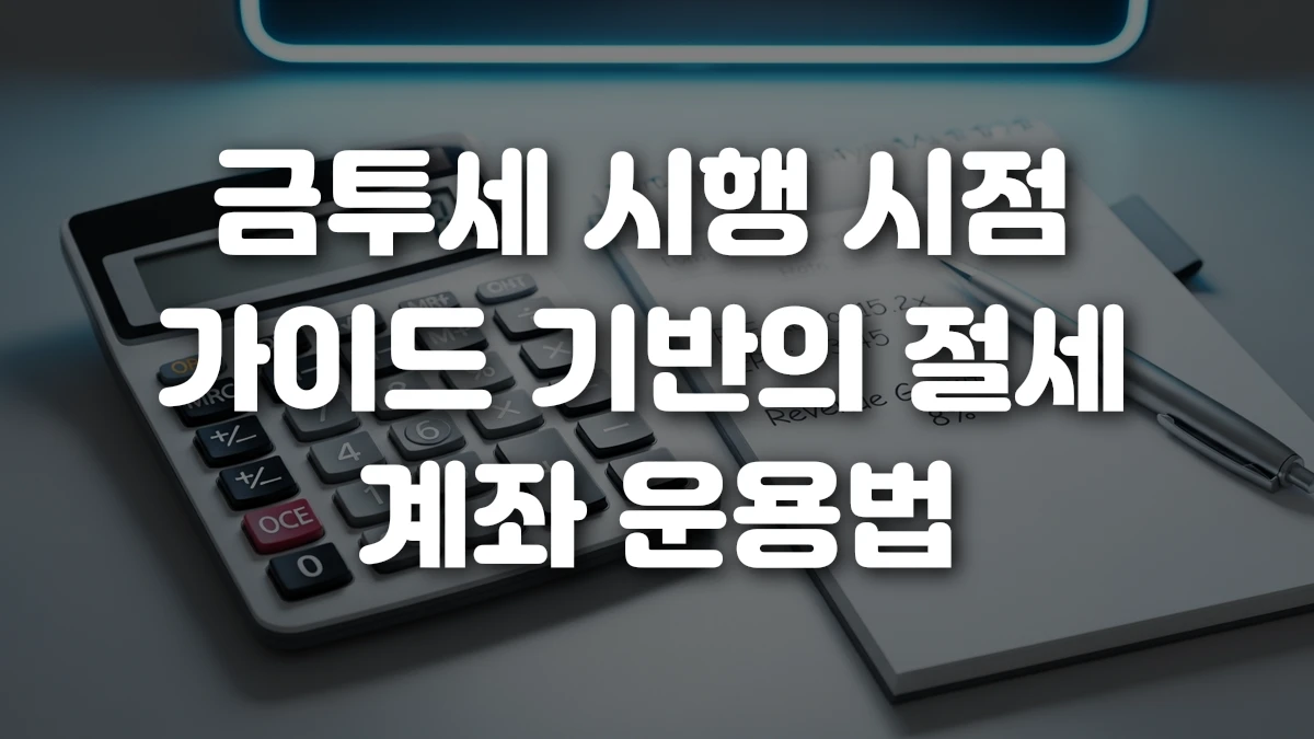 금투세 시행 시점 가이드 기반의 절세 계좌 운용법