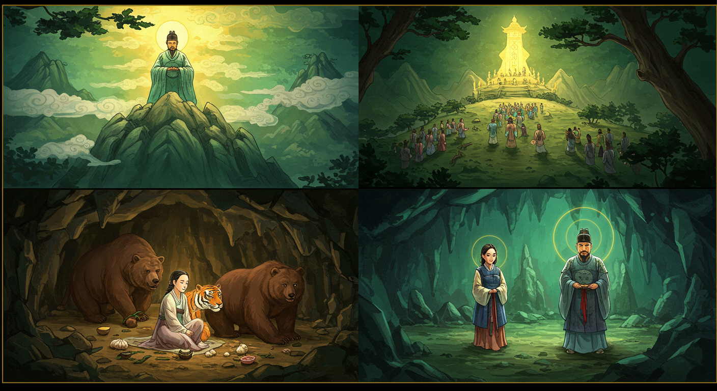 단군신화 줄거리: 환웅, 웅녀, 단군왕검 역사의 시작 이해하기