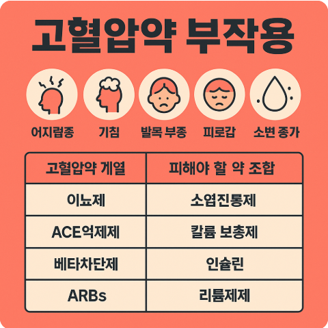 고혈압 약과 피해야 할 약 조합 도표