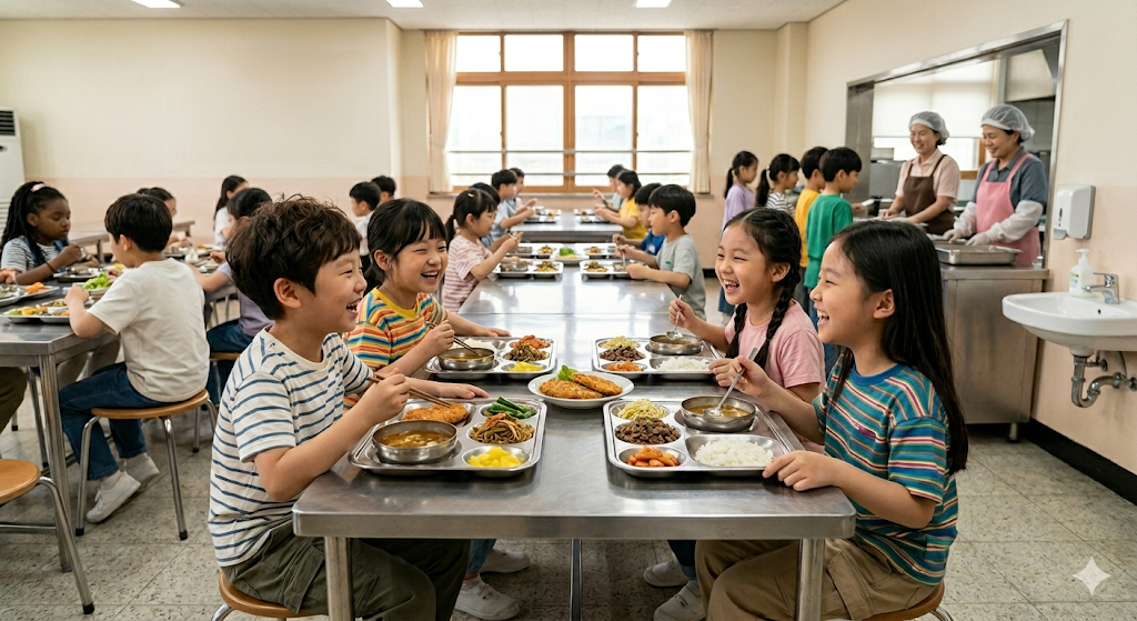 초등학교 급식시간 모습