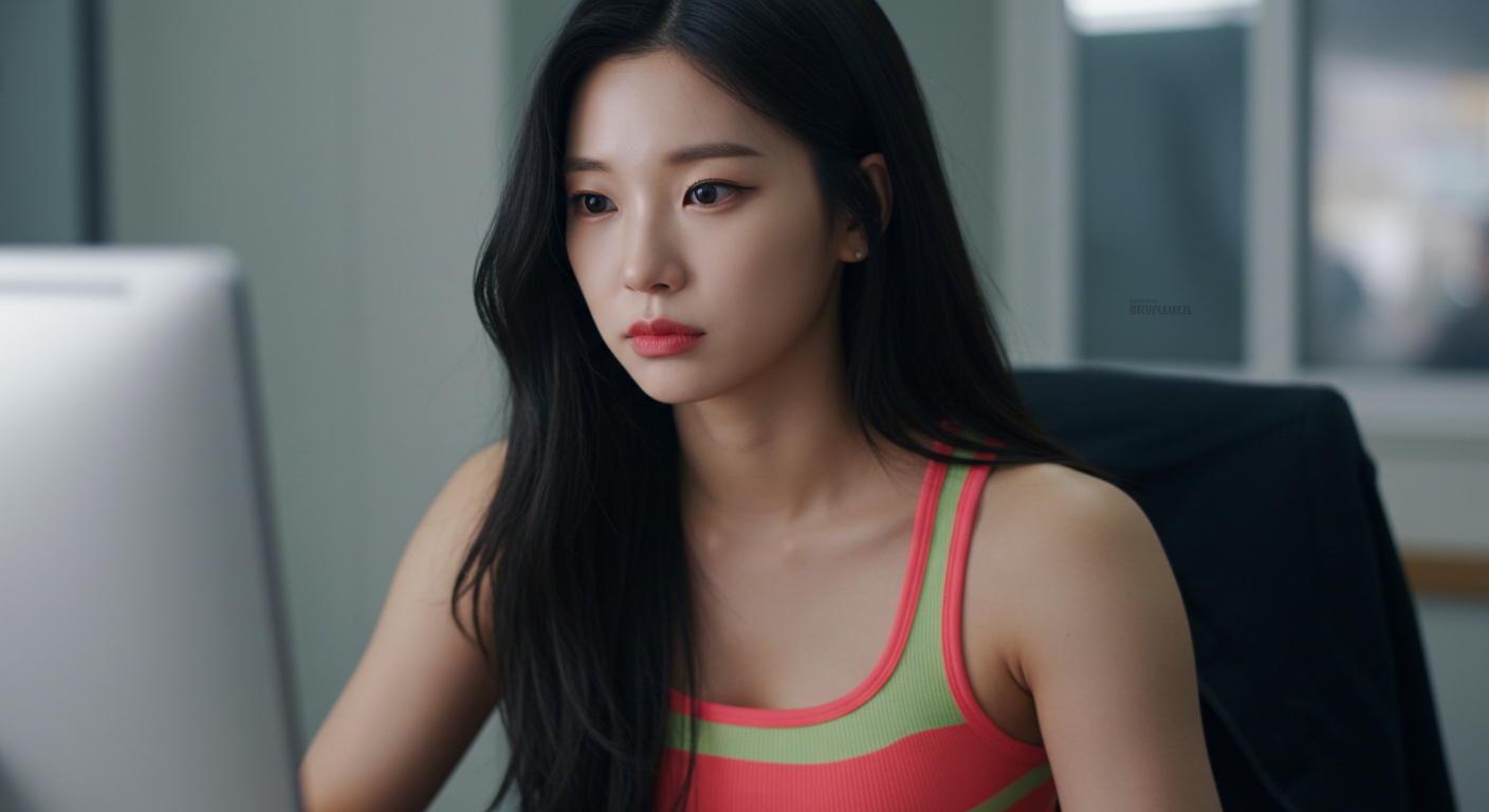 컴퓨터를 하는 여인