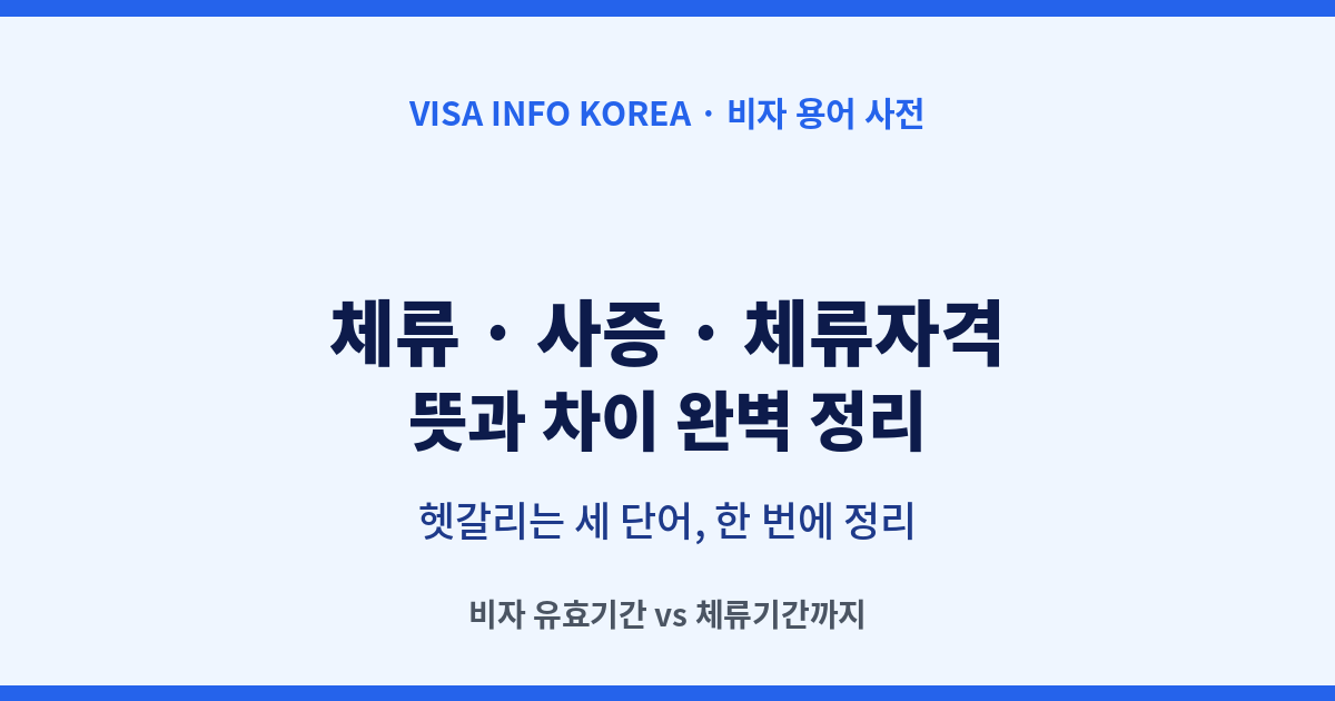 체류·사증·체류자격 뜻과 차이 / 비자와 체류기간까지 한눈에 정리