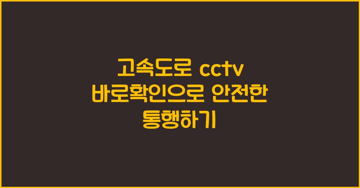 고속도로 cctv 바로확인
