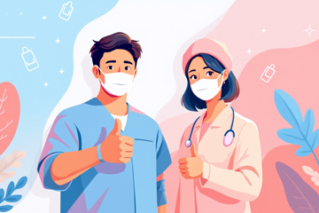 실손24 앱을 추천하는 남성과 여성 의사