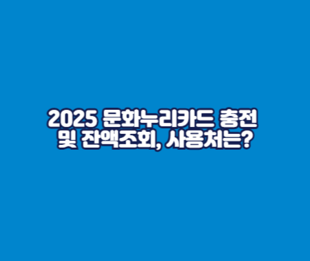 2025 문화누리카드 충전 및 잔액조회, 사용처는?