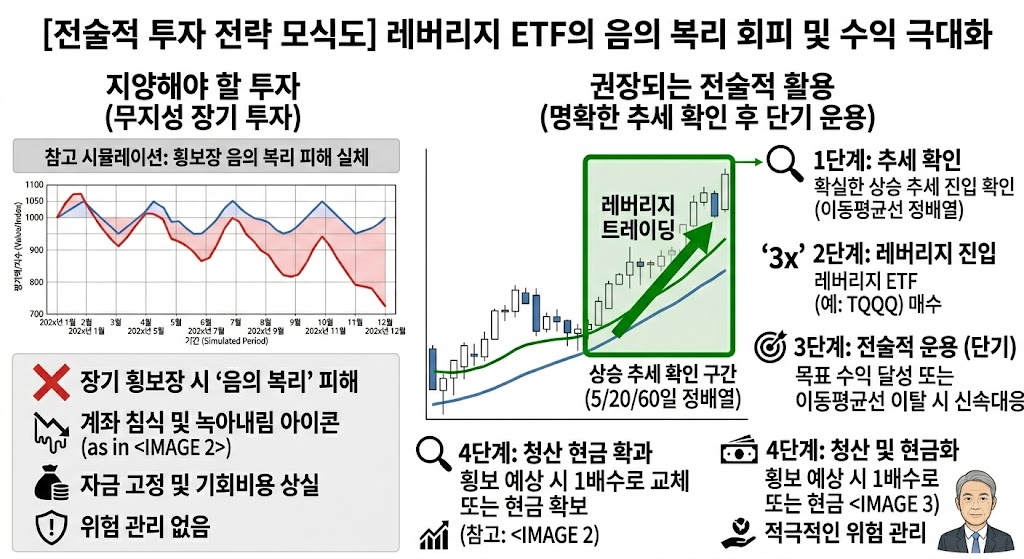 레버리지 ETF를 전술적으로 활용하는 트레이딩 전략 모식도