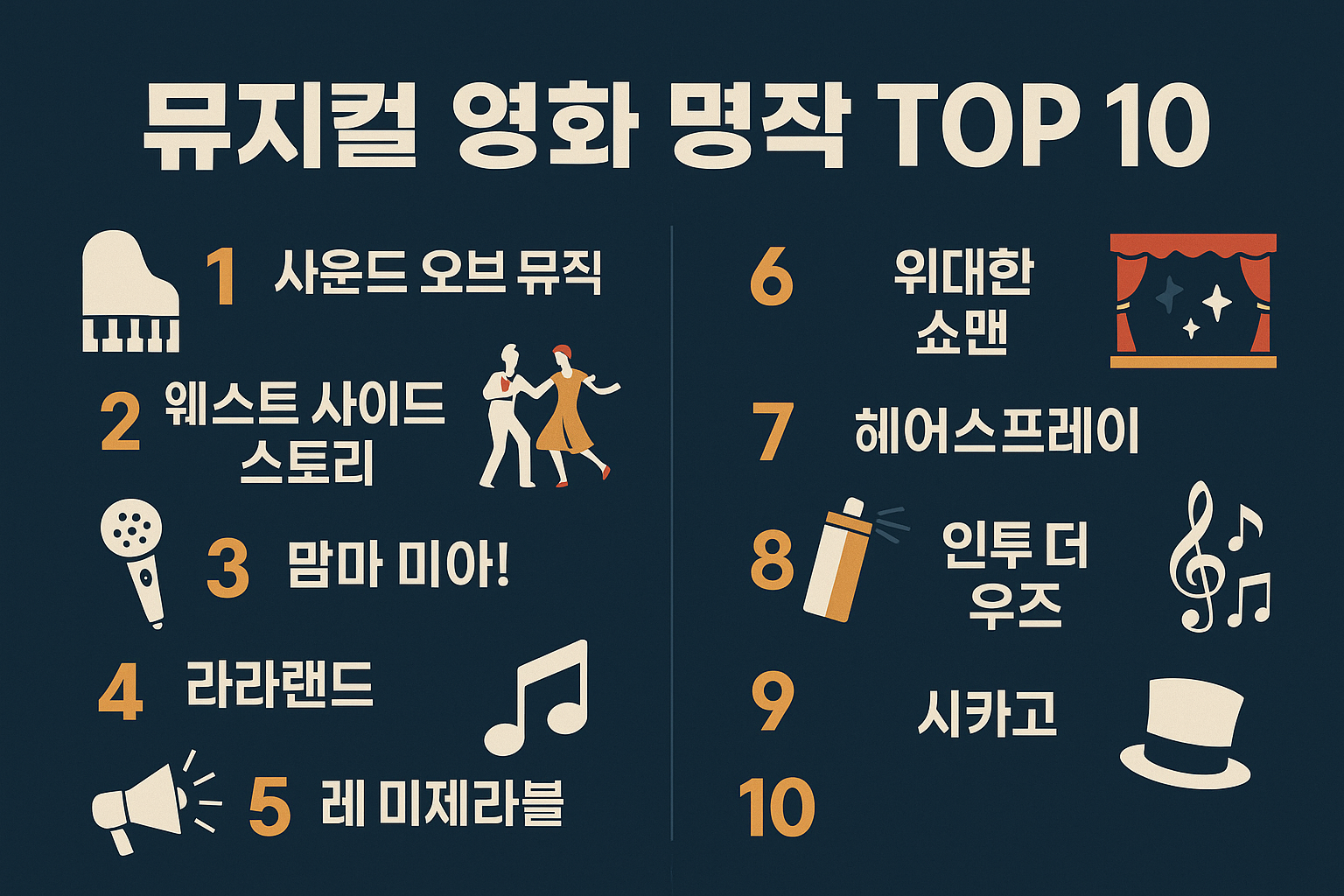 놓치면 아쉬운 뮤지컬 영화 명작 BEST 10