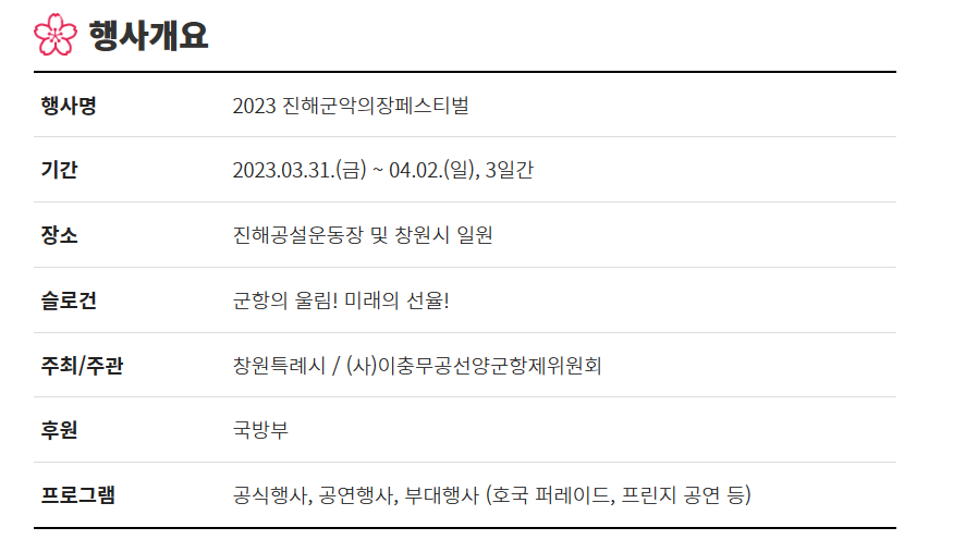 진해 군항제 행사일정