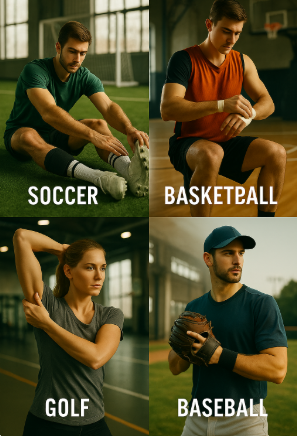 인기 스포츠 종목별 부상 방지 관련 사진.