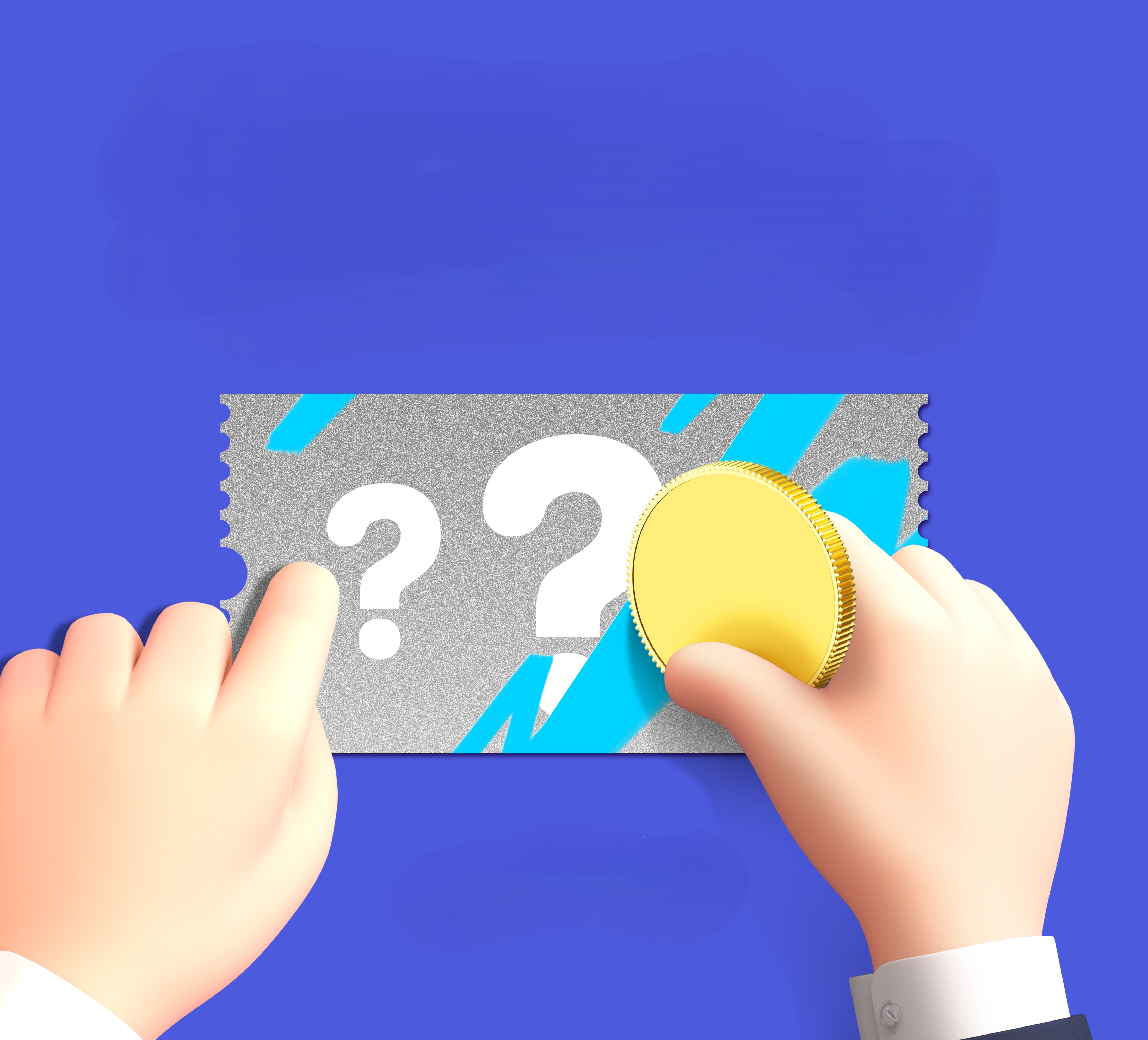 금색 동전으로 긁는 복권 일러스트, 스피또와 같은 즉석복권을 표현한 이미지