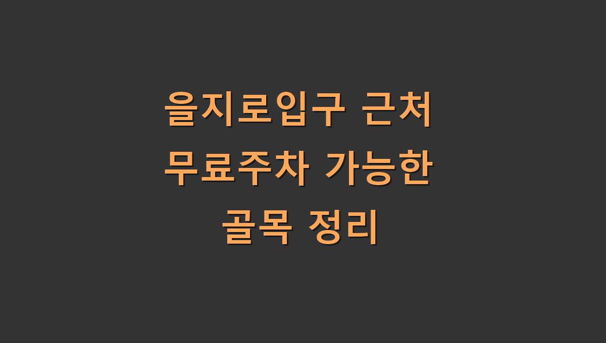 을지로입구 근처 무료주차 가능한 골목 정리