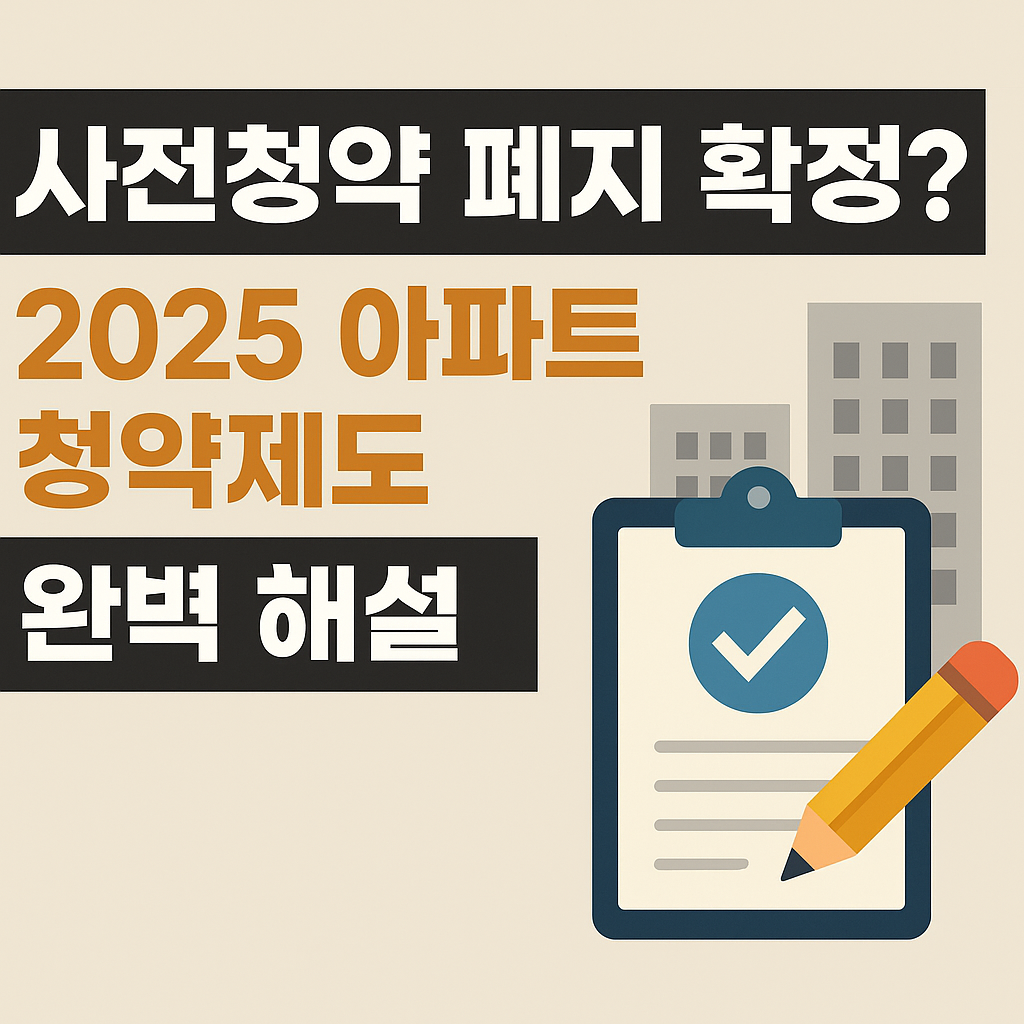 사전청약 폐지 확정? 2025 아파트 청약제도 완벽 해설