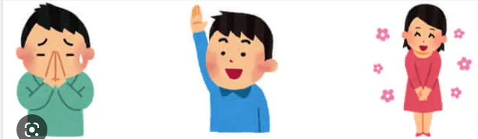 손을 모으고 있는 남자와 손을 들고 있는 남자 그리고 고개를 살짝 숙이고 있는 여자가 그려진 그림