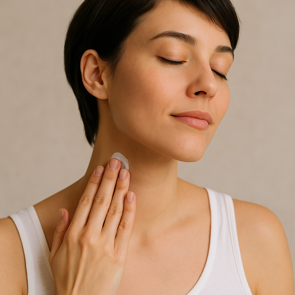 목크림 바르는 여자 사진