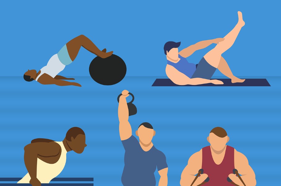 건강을 위해 운동하는 남자들