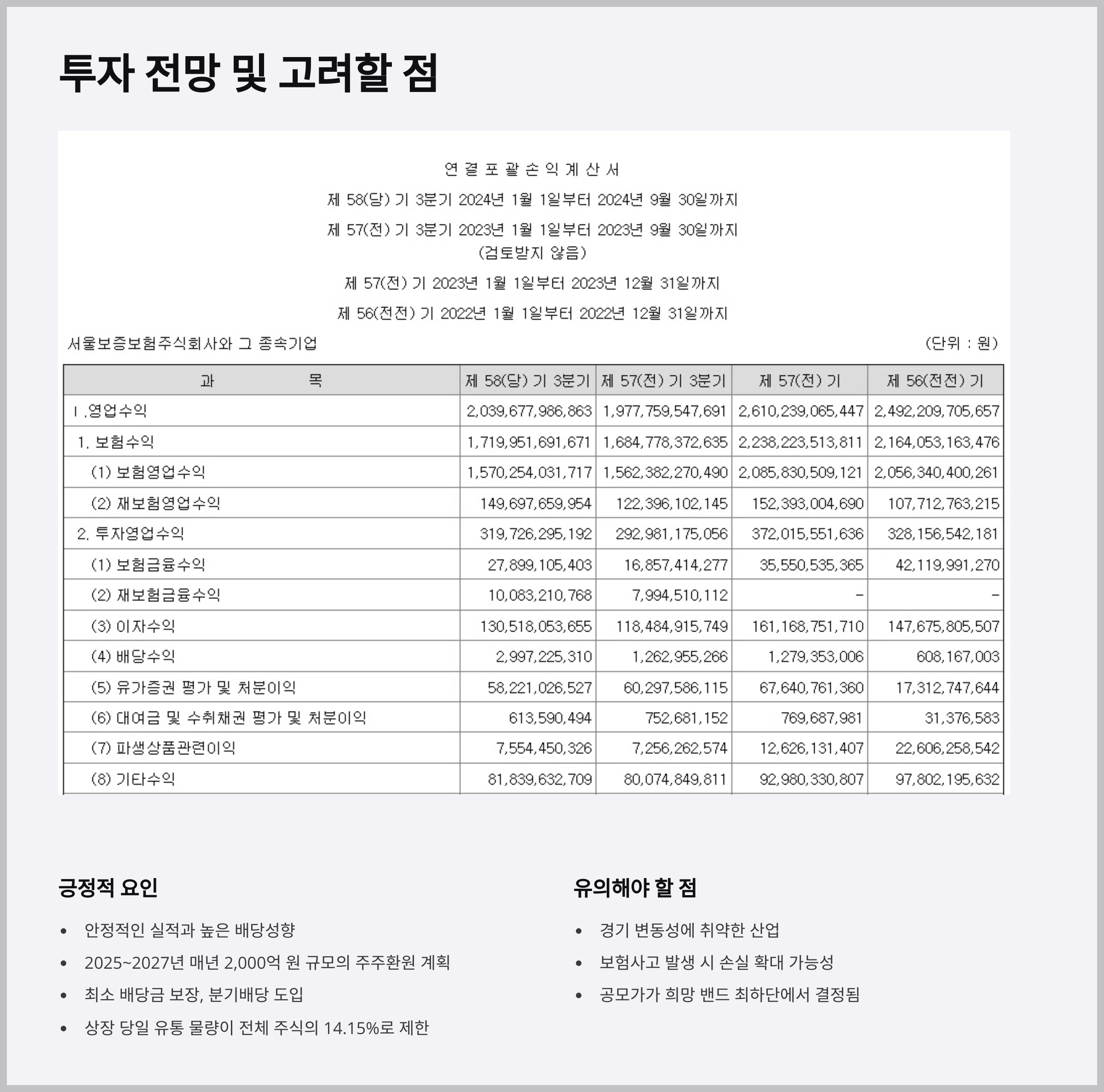투자 전망 및 고려할 점