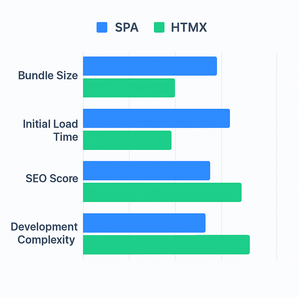SPA vs HTMX 성능 비교 차트