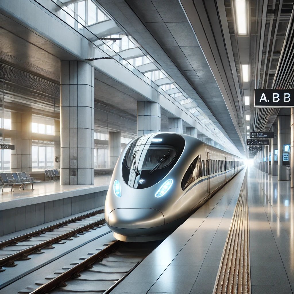 GTX열차가 플랫폼에 들어오는 모습