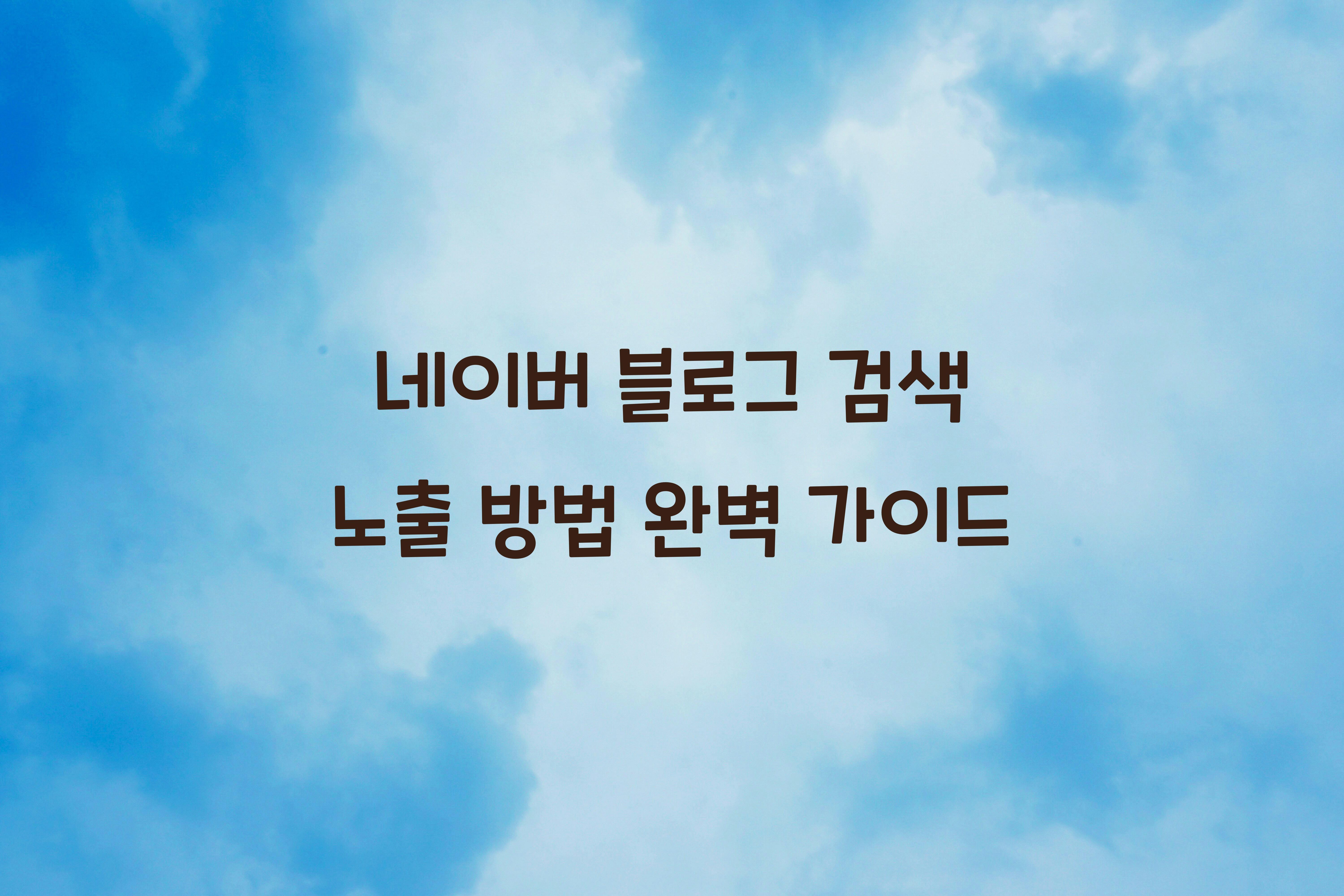네이버 블로그 검색 노출 방법