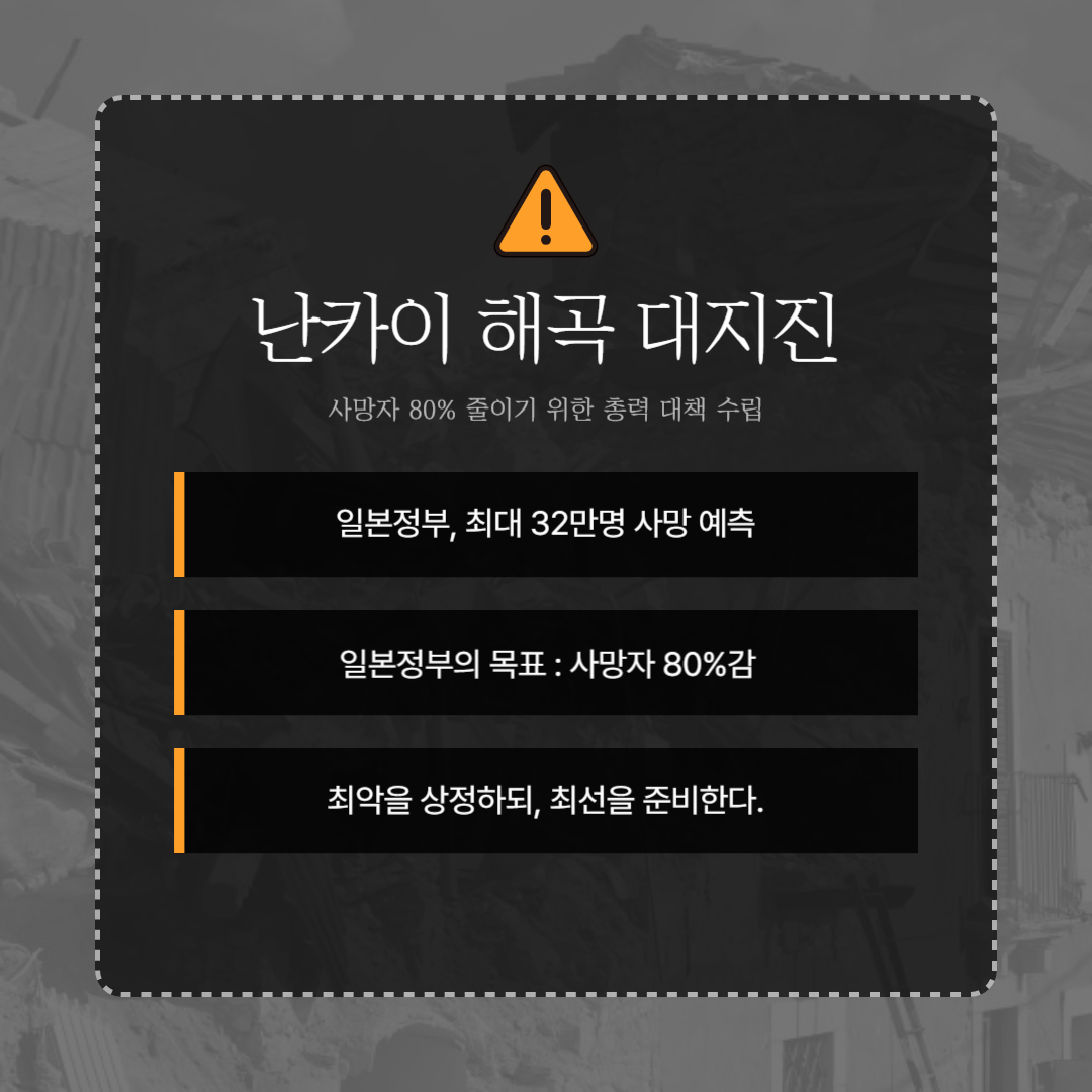일본 정부, 최대 30만명 사망 예측 &lsquo;난카이 해곡 대지진&rsquo; 대비