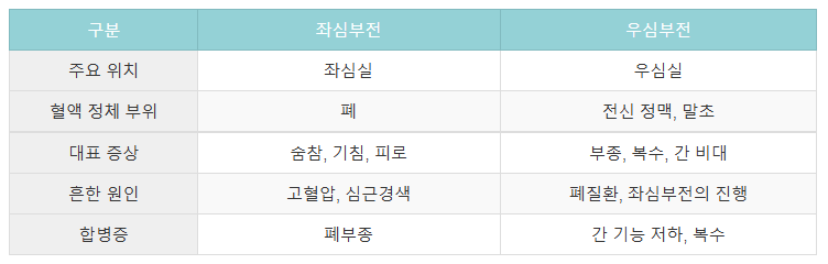 좌심부전 우심부전 차이