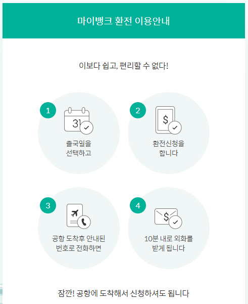 마이뱅크 환전 이용안내