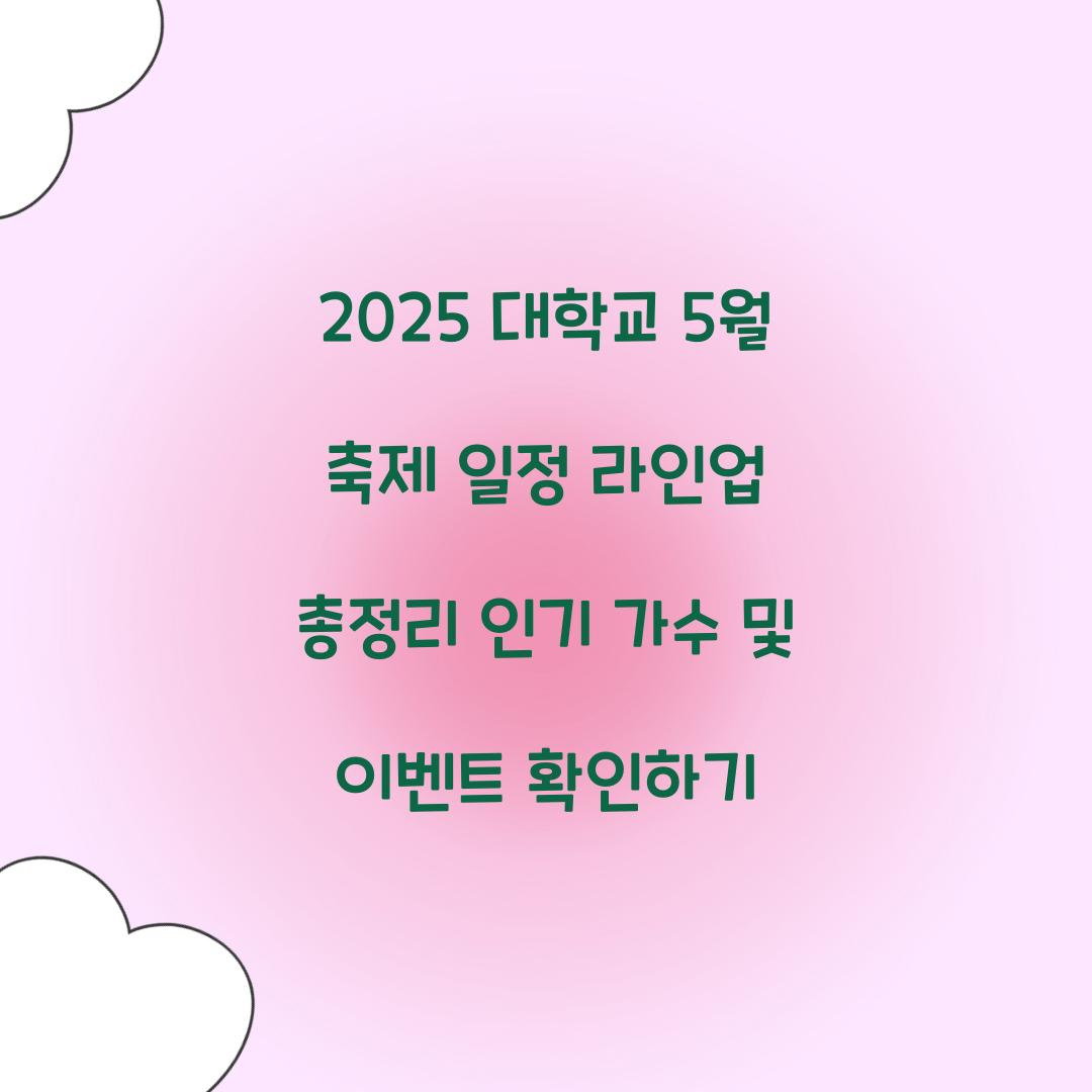 2025 대학교 5월 축제 일정 라인업