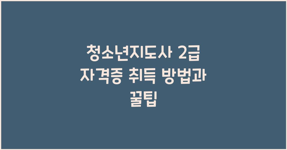 청소년지도사 2급