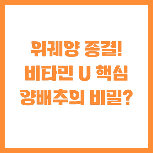 위궤양 잡는 최고의 방패 양배추! 비..