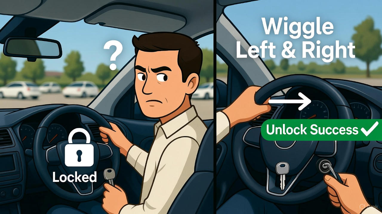 자동차 핸들 잠김 관련 사진