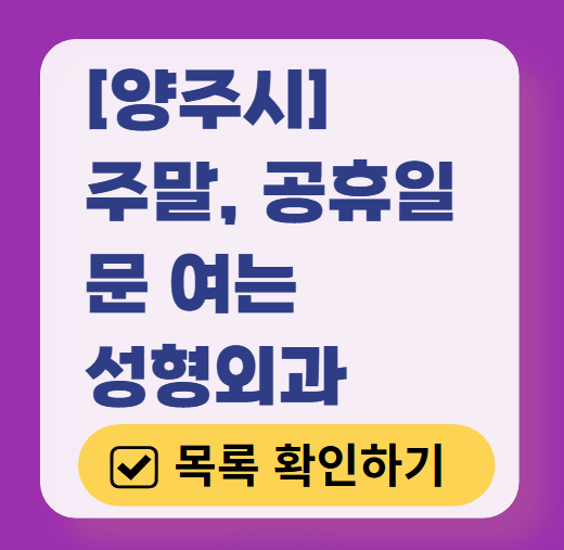 양주시 주말 문 여는 성형외과 병원 추천 리스트 ❘ 토요일, 일요일, 공휴일 진료 목록(쌍꺼풀, 눈재수술, 리프팅, 보톡스 잘하는 곳은?)